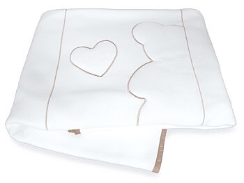 Lettino per neonati Winnie, bianco e choco con decori orsetto