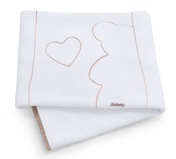 Lettino per neonati Winnie, bianco e choco con decori orsetto