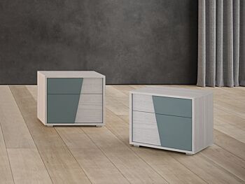 Comodini moderni bicolore, colore laccato opaco Bristol e Nuvola Frassinato