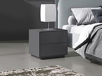 Set moderno composto da comodini e comò 4 cassetti, Grigio scuro in offerta