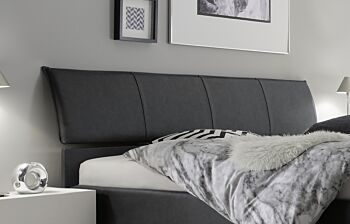 Letto matrimoniale antracite con contenitore con piedini in legno