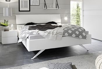 Letti imbottiti, letto in ecopelle bianca