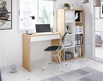 Libreria rovere nodi e bianco opaco, 6 ripiani