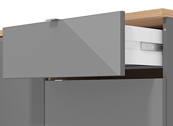 Credenza per soggiorno moderna, finitura Grigio grafite e Rovere