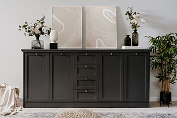 Madia, credenza con 4 ante e 4 cassetti finitura Grigio antracite