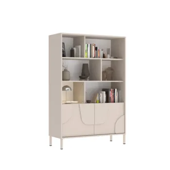 Soggiorno composto di madia e di credenza, in finitura Cashemere, con piedini metallici