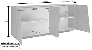 Madia credenza 4 ante bianco lucido