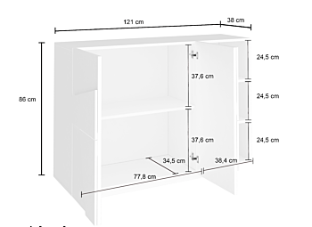 Madia moderna con 3 ante dal disegno geometrico in finitura Beton
