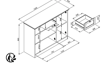 Credenza  3 ante 1 cassetto in finitura Grigio antracite