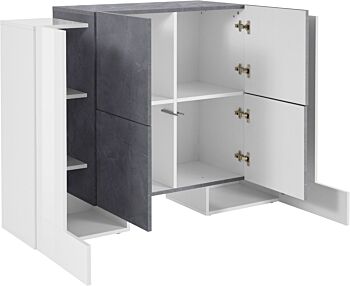 Offerta madia Ardesia e Bianco lucido, 6 ante