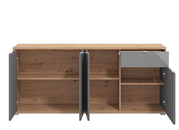 Credenza per soggiorno moderna, finitura Grigio grafite e Rovere