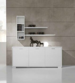 Madia contenitore a 3 ante Bianco frassinato, Made in Italy