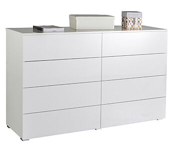 Cassettiera con 8 cassetti in finitura Bianco laccato lucido