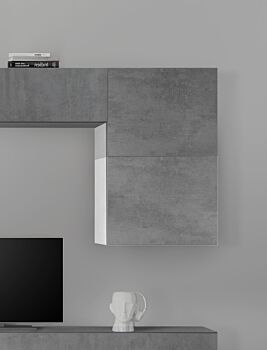 Elemento Cubo Un Anta, Design Moderno, Bianco e Beton
