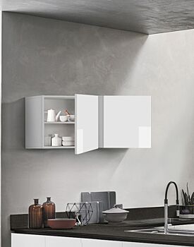 Pensile cubo per cucina sospeso, Bianco lucido