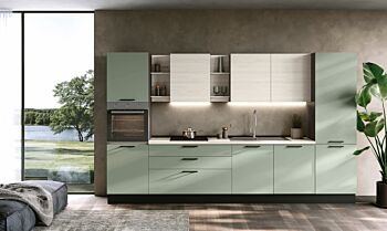 Cucina lineare Made in Italy, L.360, Agave e Bianco altea