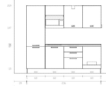 Cucina lineare 2,40 mt, Visone e Noce moro, Made in Italy