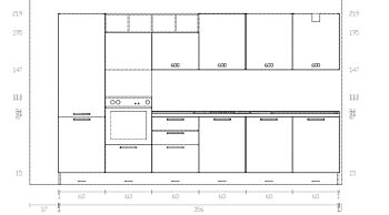 Cucina lineare 360 cm, Bianco altea e Grigio cenere, Made in Italy