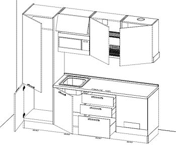Cucina lineare 2,40 mt, Visone e Noce moro, Made in Italy