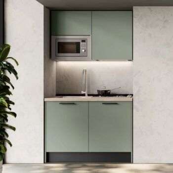 Cucina lineare 124 cm, Agave e Olmo natura, Made in Italy