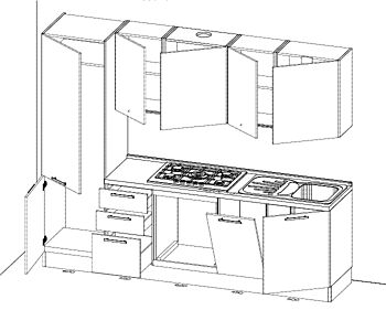 Cucina lineare bloccata 2,70 mt, Bianco opaco e Salvia, Made in Italy