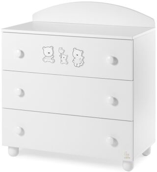 Lettino neonati Paddington con decorazione e ruote, finitura Bianco