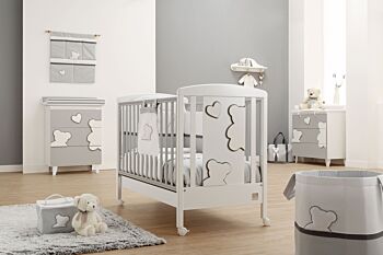 Bagnetto per neonati Winnie, bianco e Grey con decori orsetto
