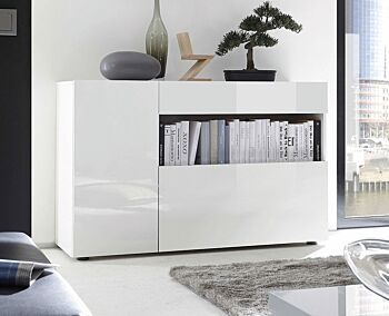 Madia moderna multiuso in bianco lucido