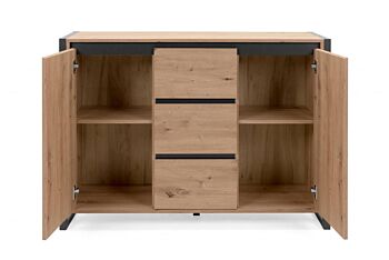 Credenza  Madia industry 2 ante 3 cassetti, Rovere Nodato e struttura in Antracite