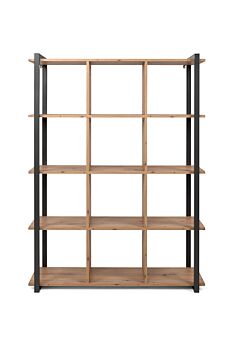 Libreria moderna stile Industry in finitura rovere nodato e antracite