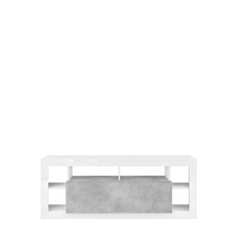 Conveniente Porta TV moderno 1 ribalta, colore Bianco lucido e Cemento