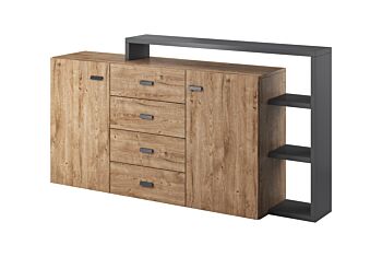 Sala completa moderna, rovere rustico e antracite