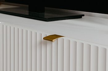 Madia contenitore alta moderna 2 ante, bianco opaco con dettagli dorati