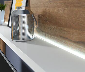 Mensola L.150 cm, finitura rovere rustico e bianco opaco