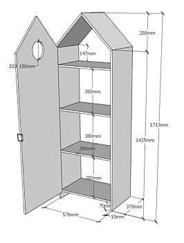 Armadietto per camerette moderno, disponibile in 4 finiture
