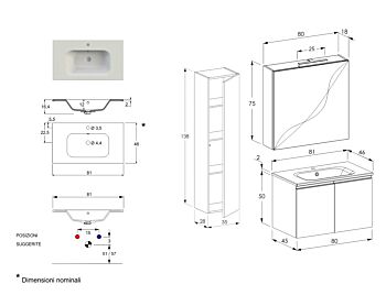 Mobile bagno prezzo basso, mobile con lavabo integrato, Havasu 23 Bis