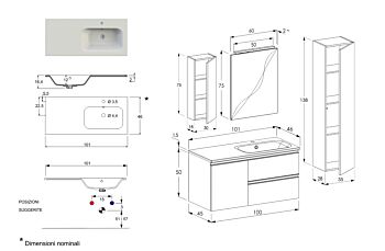 Mobili da bagno con lavabo integrato, Havasu 8 Bis