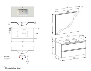 Mobili da bagno online, mobile moderno con lavabo integrato, Havasu 6
