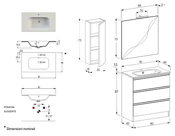 Mobile da bagno con lavabo integrato e 3 cassetti, Havasu 9