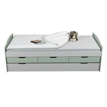 Divano letto con cassetti, secondo letto estraibile, Grigio chiaro e Salvia Zenzero Shop