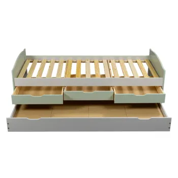 Divano letto con cassetti, secondo letto estraibile, Grigio chiaro e Salvia Zenzero Shop