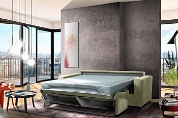 Divano letto Denali, 3 posti sfoderabile, finitura Agave