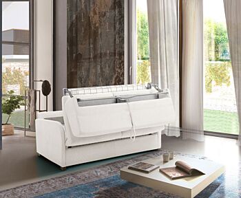 Divano letto Charlie Latte, 3 posti 