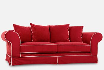 Divano moderno Broad a 3 posti, finitura Rossa, made in Italy