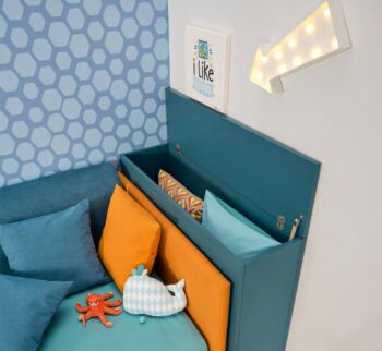 Divano letto imbottito Delta Moretti Compact, tessuto Mango