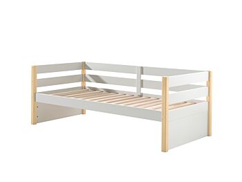 Letto in massello singolo per bambini, pino naturale e bianco