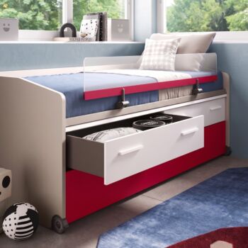 Divano Space Idea Moretti Compact, 2 cassetti, Bianco, Tortora e Marsala
