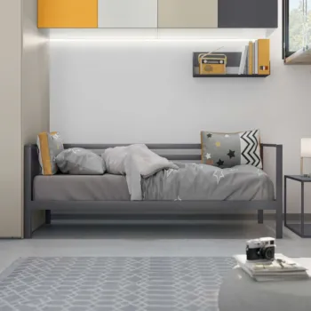 Divano letto Blow per camerette, Antracite e Grigio pietra Zenzero Shop