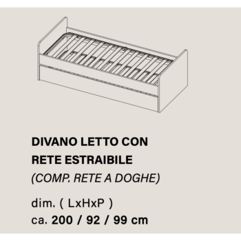 Letto soppalco ragazzi, Bianco opaco e Gesso, L.290