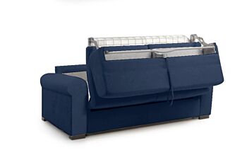 Divano letto sfoderabile Oliver, finitura tessuto Oltremare